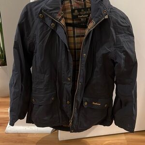 Navy Barbour rain jacket size 4